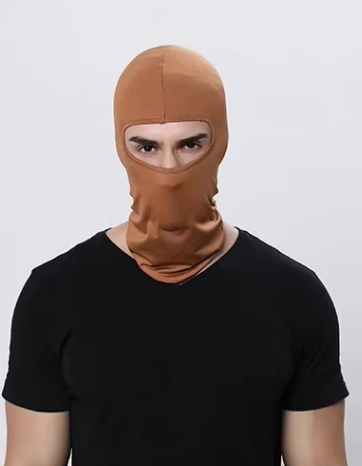 BROWN Ski Mask Balaclava Full Face Helmet Liner One Hole Cycling Bicycle Motorcycle Motorbike Accessory Hunting Tactical Hiking Summer Light Cover Monkey Cap Scarf Durag Beanie Neck Gaiter Men Women