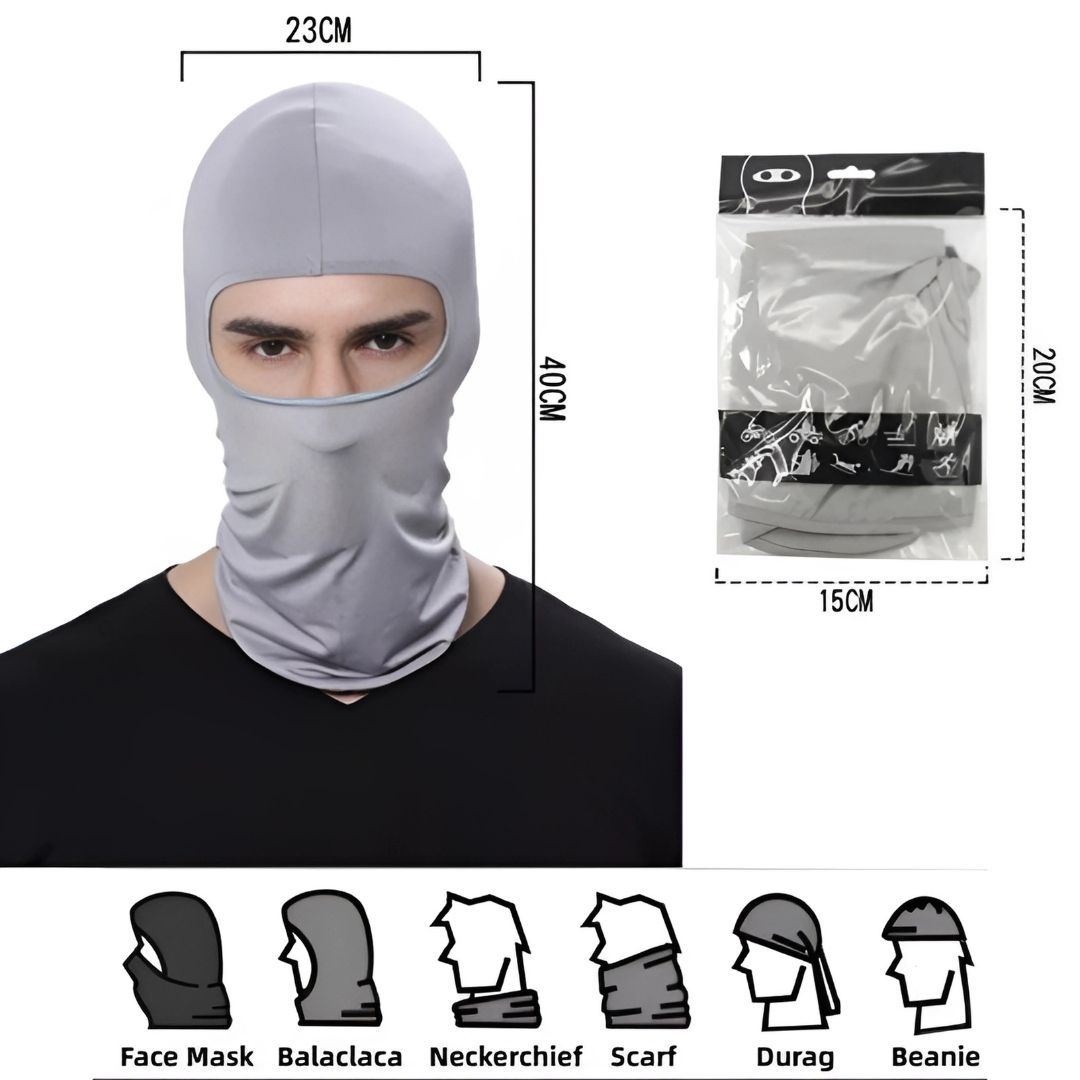 DARK GREY Ski Mask Balaclava Full Face Helmet Liner One Hole Cycling Bicycle Motorcycle Motorbike Accessory Hunting Tactical Hiking Summer Light Cover Monkey Cap Scarf Durag Beanie Neck Gaiter Bandana