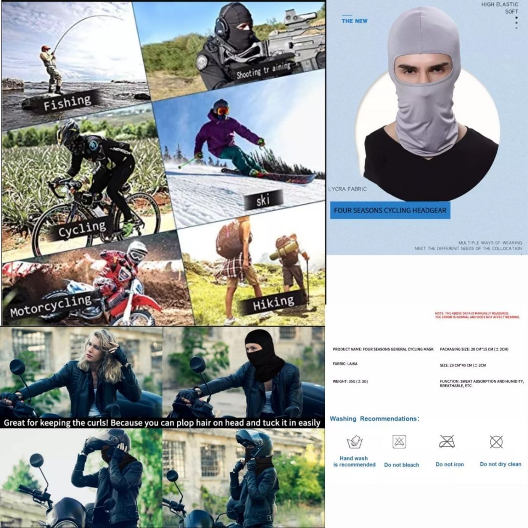 DARK GREY Ski Mask Balaclava Full Face Helmet Liner One Hole Cycling Bicycle Motorcycle Motorbike Accessory Hunting Tactical Hiking Summer Light Cover Monkey Cap Scarf Durag Beanie Neck Gaiter Bandana