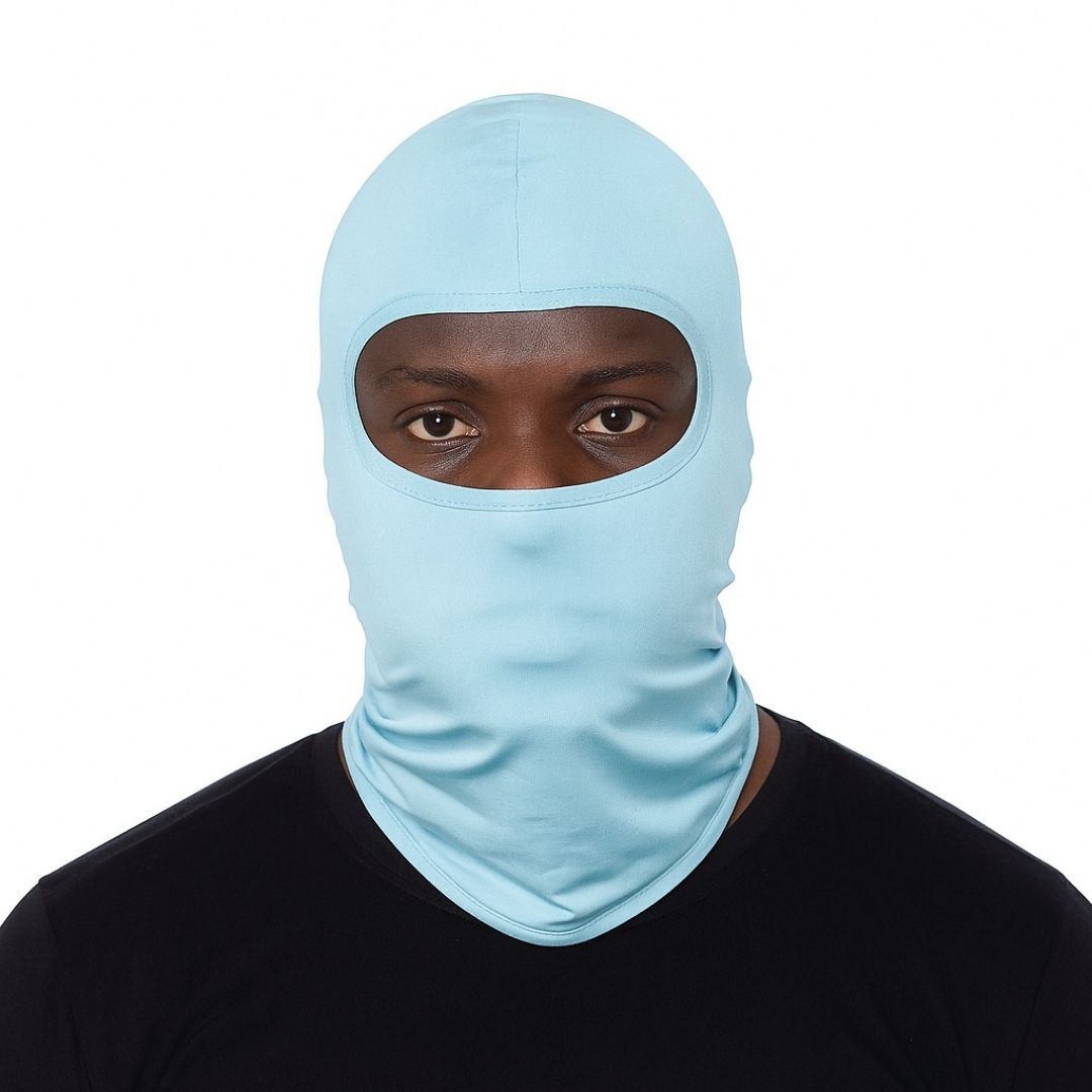 Full Face PALE BLUE Ski Mask Balaclava Anti Dust Wind Proof Bike Sports Headgear Motor Riding Cosplay UV Ninja Maandamano Gen Z Designer SKY LIGHT Hunting Tactical Hiking Summer Cover Monkey Cap