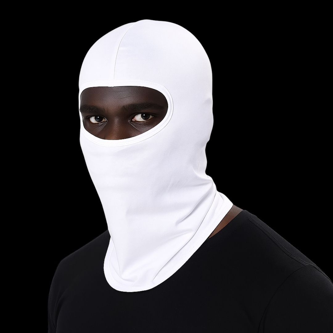 WHITE Ski Mask Balaclava Full Face Helmet Liner One Hole Cycling Bicycle Motorcycle Motorbike Accessory Hunting Tactical Hiking Summer Light Cover Monkey Cap Scarf Durag Beanie Neck Gaiter