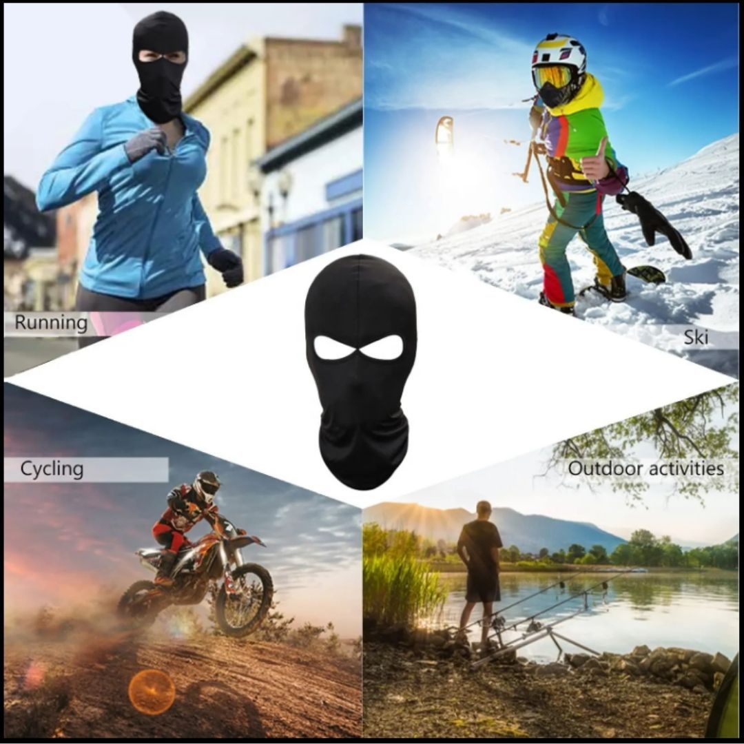 2 Holes Face Mask Balaclava Hat Breathable Windproof Helmet Liner Style FM2 Black Two Unisex Motorcycle Bicycle Motorbike Bike Accessories Light Summer Ski Sun Protection Tactical Hunting Polyester