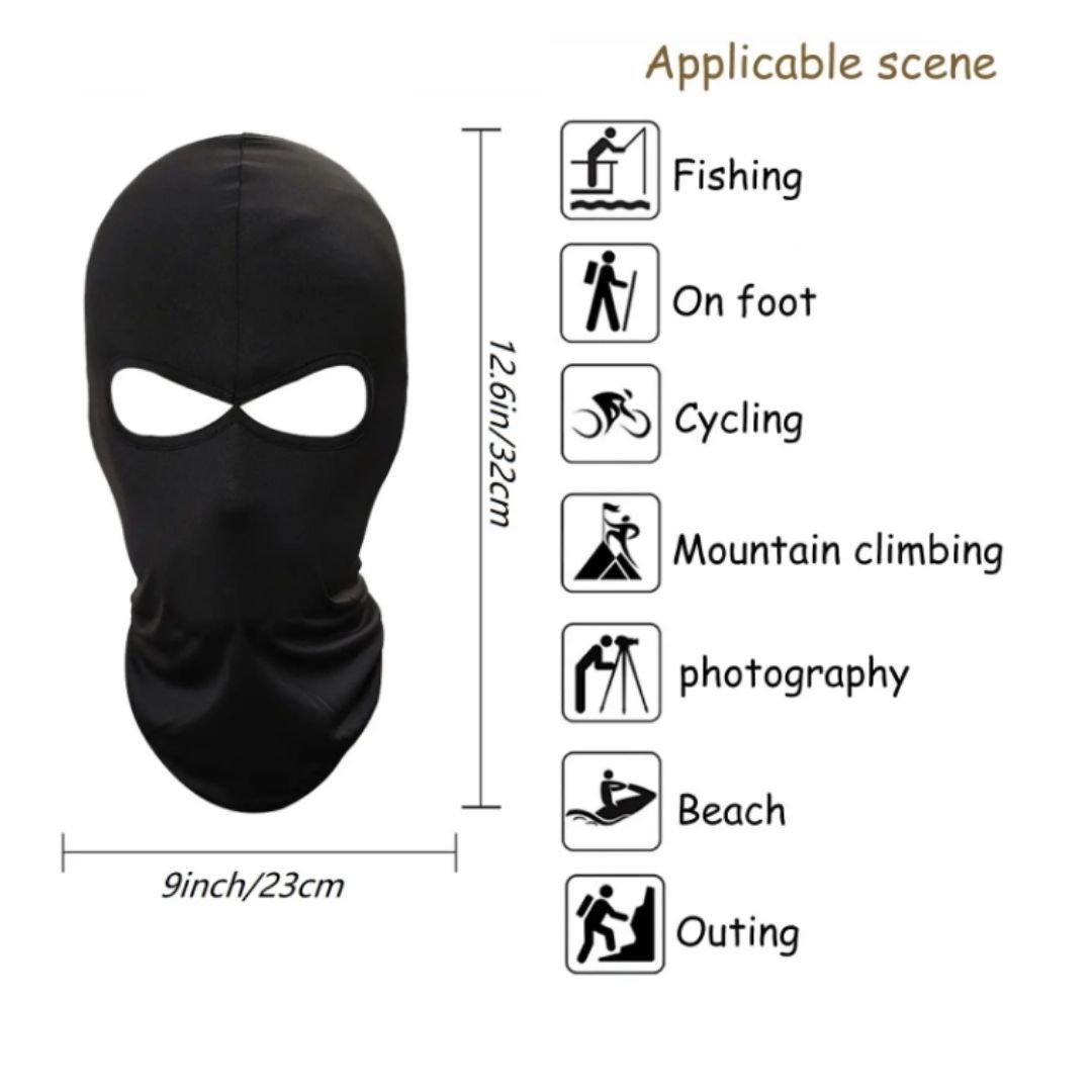 2 Holes Face Mask Balaclava Hat Breathable Windproof Helmet Liner Style FM2 Black Two Unisex Motorcycle Bicycle Motorbike Bike Accessories Light Summer Ski Sun Protection Tactical Hunting Polyester