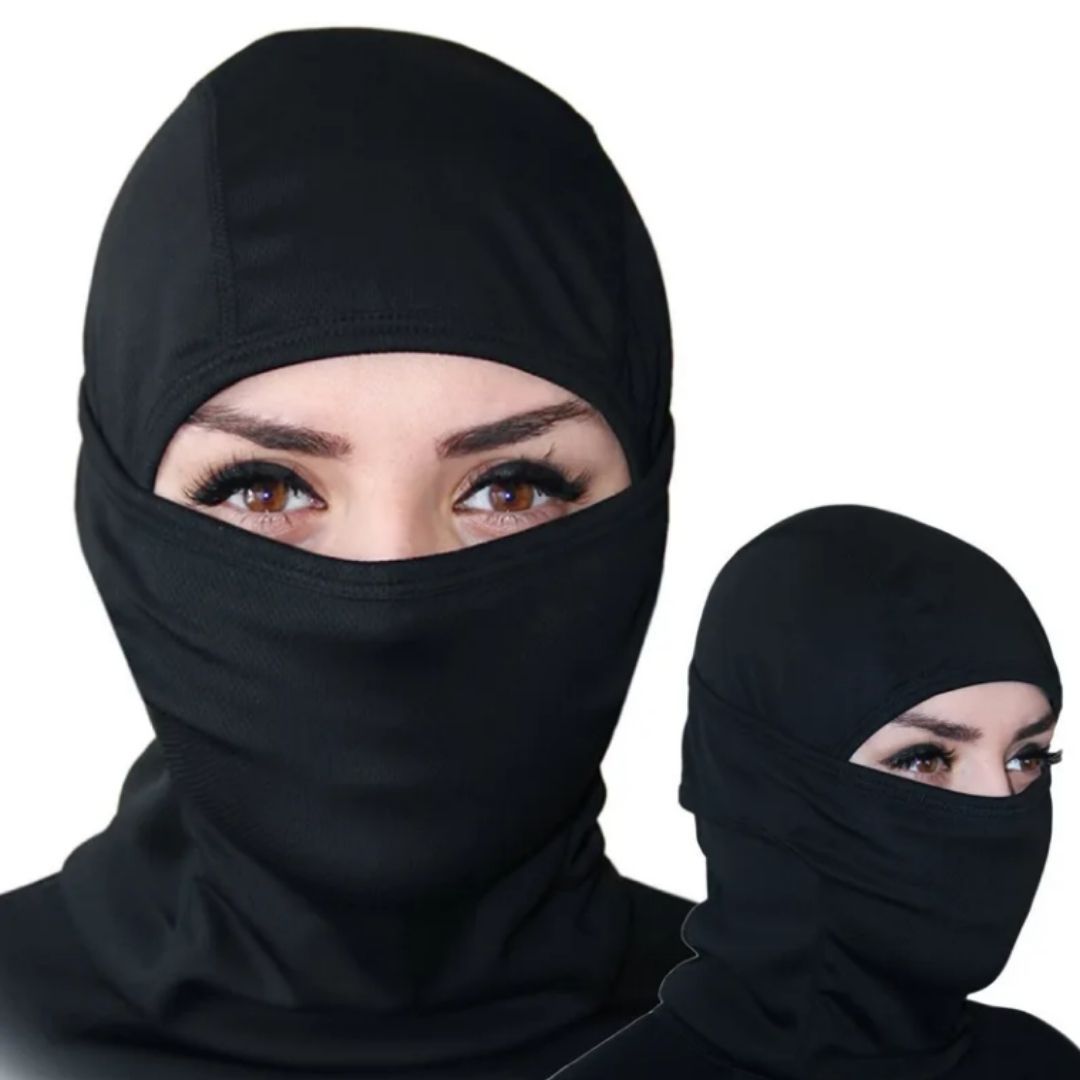Premium Quality BLACK Tactical Balaclava Full Face Cover Mask FM6 Monkey Ninja Designer Cosplay Photoshoot Videoshoot One Hole Elastic Tube Bandana Hiking Hunting Skating Army Military Hat High Top
