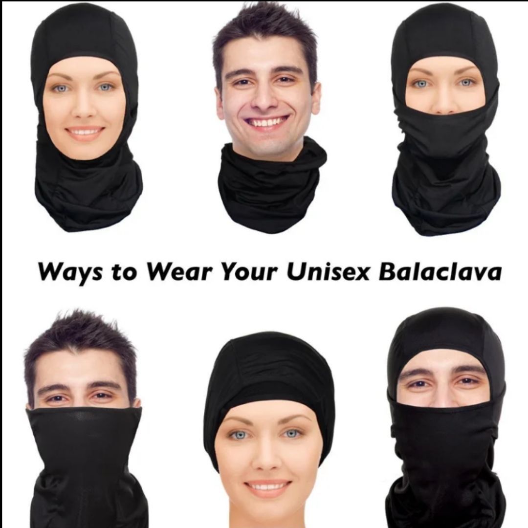 Premium Quality BLACK Tactical Balaclava Full Face Cover Mask FM6 Monkey Ninja Designer Cosplay Photoshoot Videoshoot One Hole Elastic Tube Bandana Hiking Hunting Skating Army Military Hat High Top