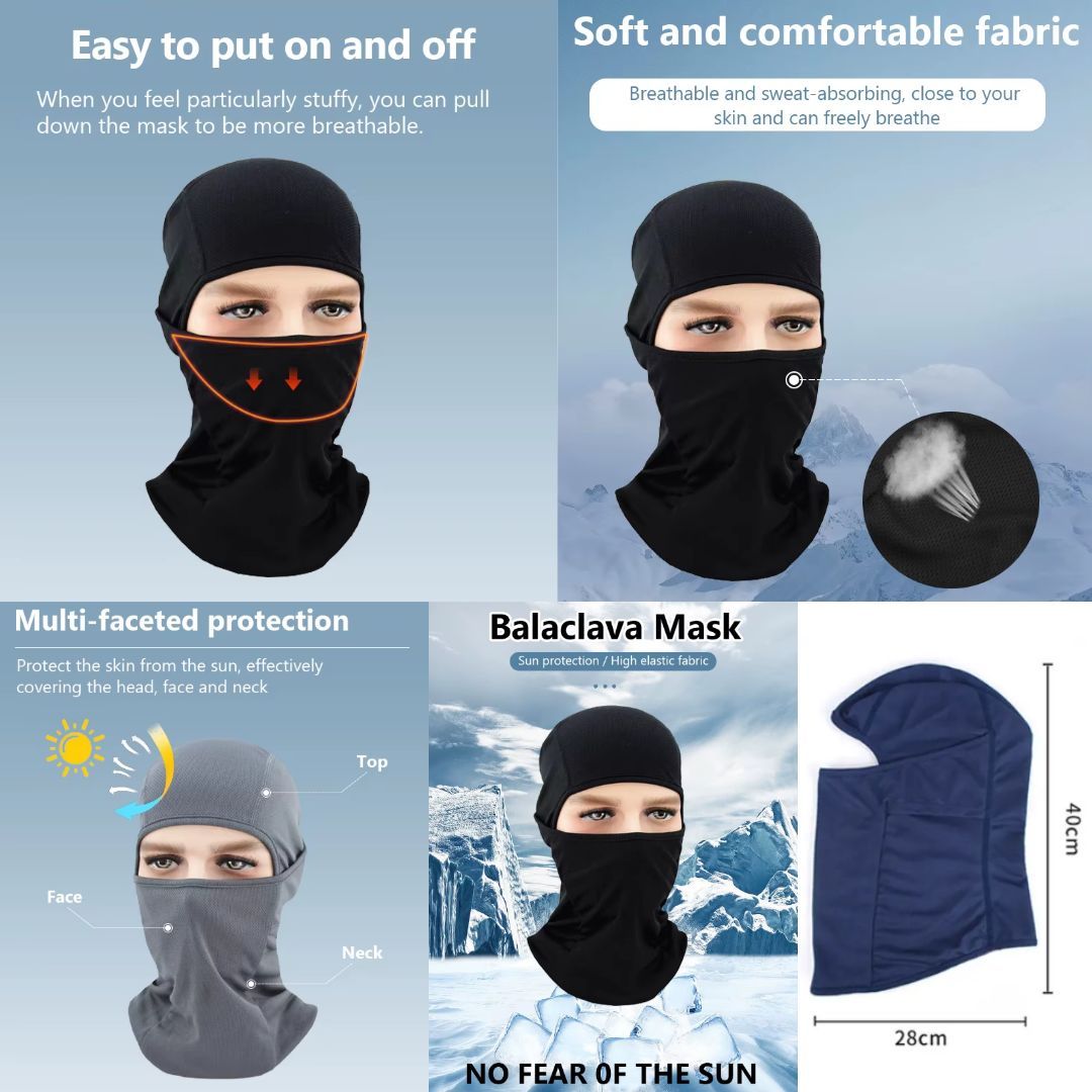 Premium Quality BLACK Tactical Balaclava Full Face Cover Mask FM6 Monkey Ninja Designer Cosplay Photoshoot Videoshoot One Hole Elastic Tube Bandana Hiking Hunting Skating Army Military Hat High Top