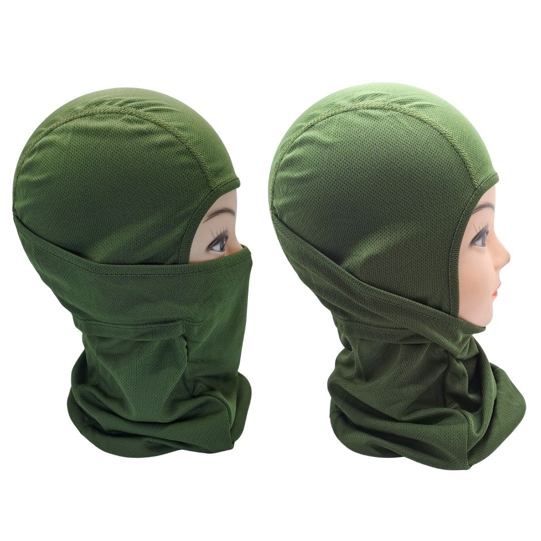 PREMIUM Folding Tactical Balaclava Mask FM6 Full Face Cover GREEN Monkey Ninja Designer Cosplay Photoshoot Videoshoot One Hole Elastic Tube Bandana Hiking Hunting Skating Army Military Hat High Top
