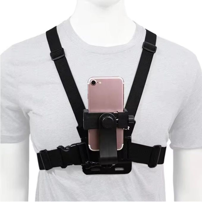 Chest Mount Harness for Action Camera & Smartphone Bike Motorbike Kit Hiking Skating Mount Go Pro Action POV Vlogging Strap belt Gopro hero sport cam Mobile Adjustable Clip Holder Cell Bracket Video