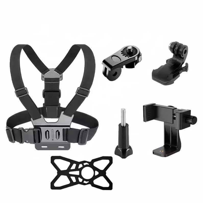 Chest Mount Harness for Action Camera & Smartphone Bike Motorbike Kit Hiking Skating Mount Go Pro Action POV Vlogging Strap belt Gopro hero sport cam Mobile Adjustable Clip Holder Cell Bracket Video