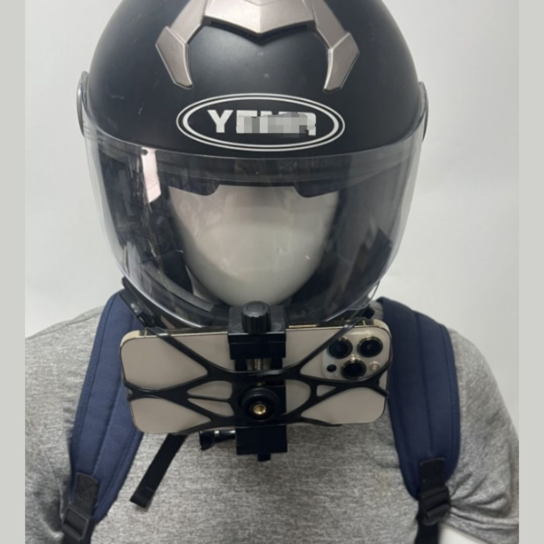 2 in 1 Helmet Mount Bracket for Smart Phone or Action Camera Go Pro Holder Motorcycle Motorbike Accessory Recorder Fix Strap Full Face Chin Hero POV Vlogging ATV Dirt Bike Clip Video Recording Adapter