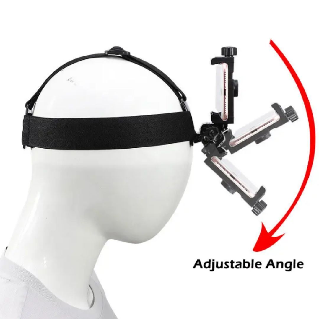 2 in 1 Adjustable Head Strap Mount for Smart Phone or Action Camera Go Pro POV Vlogging Video Shoot Film Making Accessories Sport Cycling Skating Driving Mobile Streaming Hiking Headband Stand