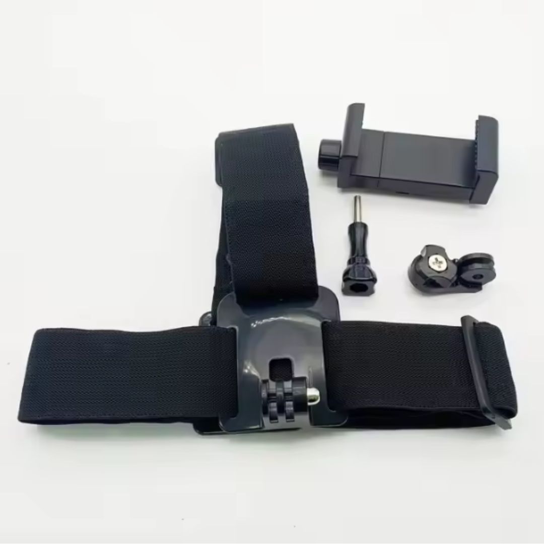 2 in 1 Adjustable Head Strap Mount for Smart Phone or Action Camera Go Pro POV Vlogging Video Shoot Film Making Accessories Sport Cycling Skating Driving Mobile Streaming Hiking Headband Stand
