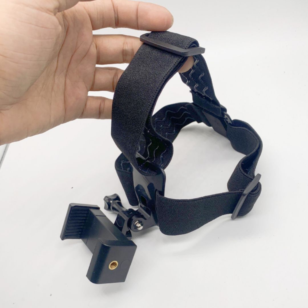 2 in 1 Adjustable Head Strap Mount for Smart Phone or Action Camera Go Pro POV Vlogging Video Shoot Film Making Accessories Sport Cycling Skating Driving Mobile Streaming Hiking Headband Stand