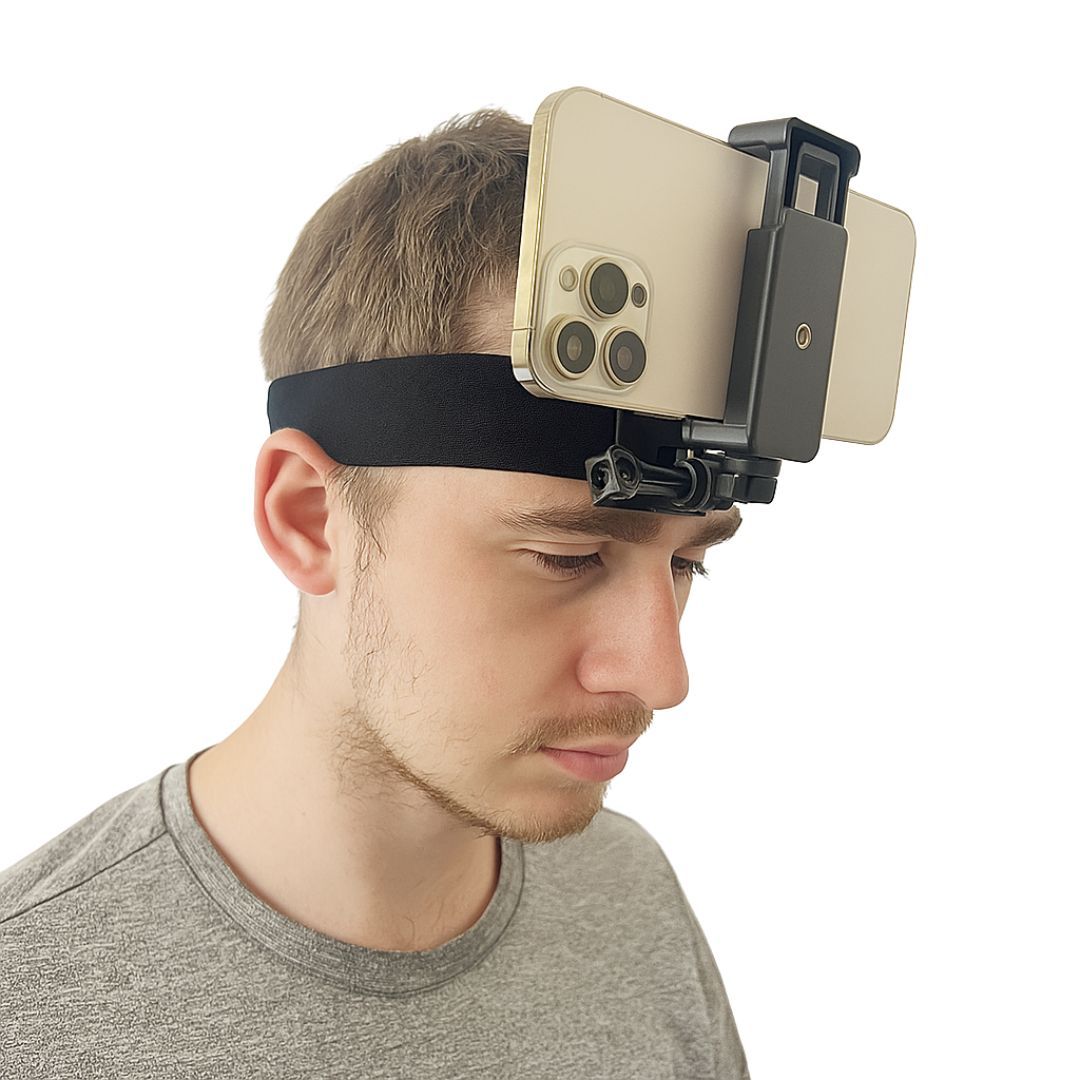 Adjustable Head Strap Mount for Smartphone & Action Camera – Universal Hands-Free POV Video Recording Headband (Fits 4-7” Phones, GoPro, Cycling, Vlogging) Live Streaming Sports Outdoor Activity