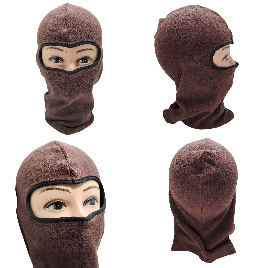 Winter Fleece BROWN Balaclava Ski Mask Thermal Full-Face Cover for Motorbike, Outdoor, Night Patrol, Cycling, Helmet Liner Cold Weather Gear Motorcycle Anti-Dust Anti-Smoke Anti-Cold Neck Gaiter Scarf