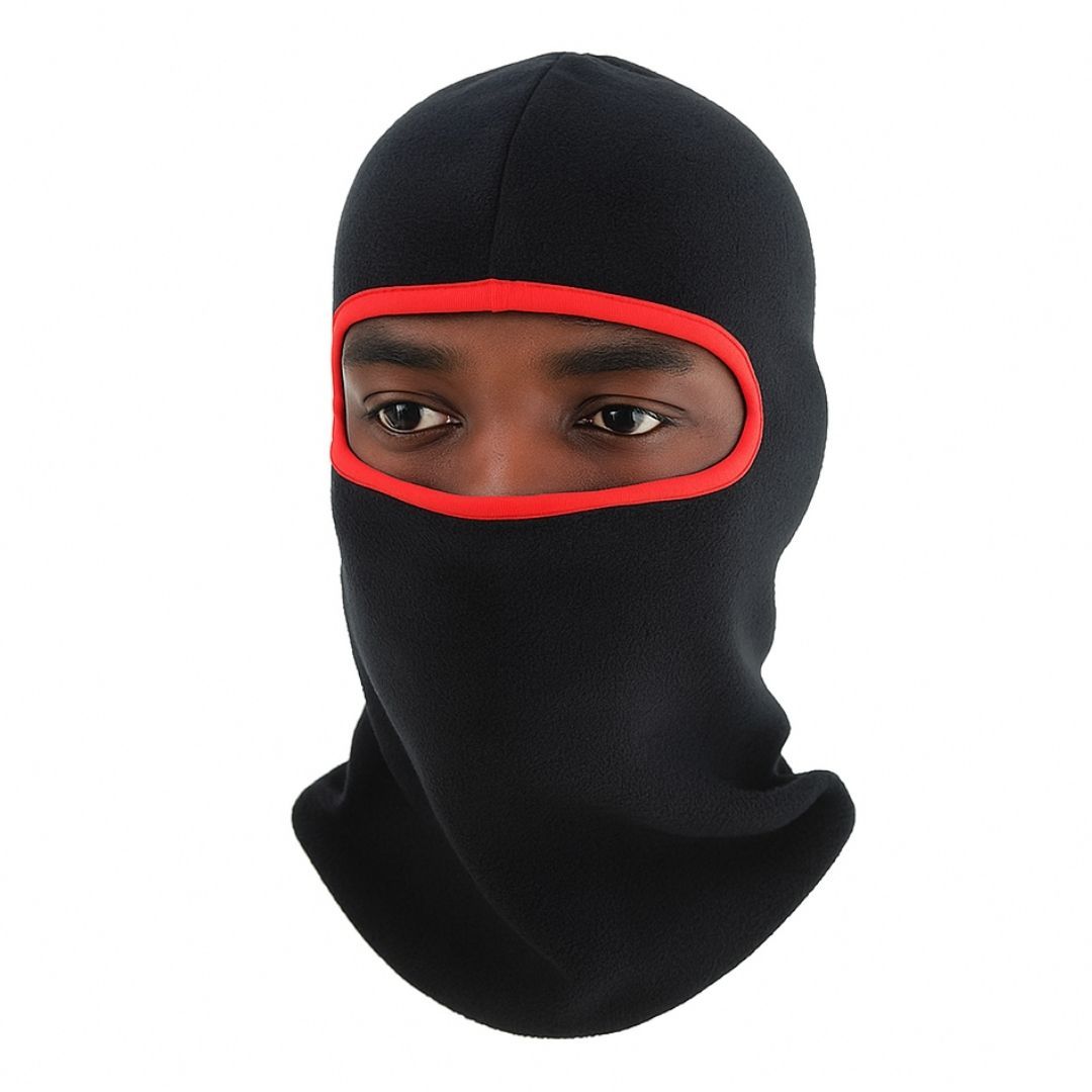 Warm Thick Fleece Full Face Balaclava Ski Thermal Mask Winter Windproof Dustproof Ninja Cap FM 8 Black with Red Outlines Smokeproof Army Military Tactical Camping Hiking Motorcycle Motorbike ATV