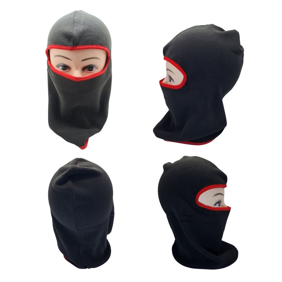 Warm Thick Fleece Full Face Balaclava Ski Thermal Mask Winter Windproof Dustproof Ninja Cap FM 8 Black with Red Outlines Smokeproof Army Military Tactical Camping Hiking Motorcycle Motorbike ATV