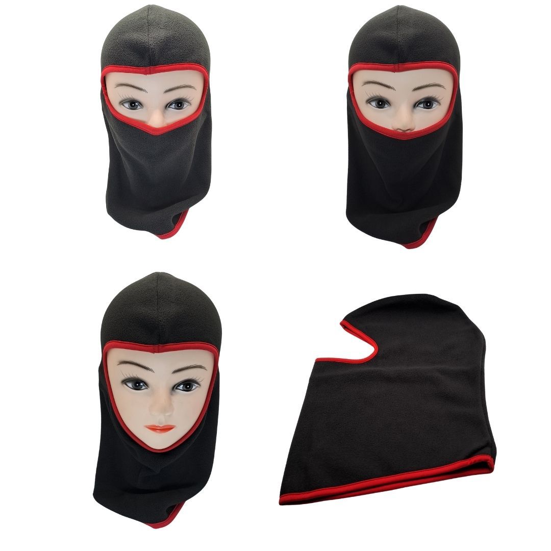 Warm Thick Fleece Full Face Balaclava Ski Thermal Mask Winter Windproof Dustproof Ninja Cap FM 8 Black with Red Outlines Smokeproof Army Military Tactical Camping Hiking Motorcycle Motorbike ATV