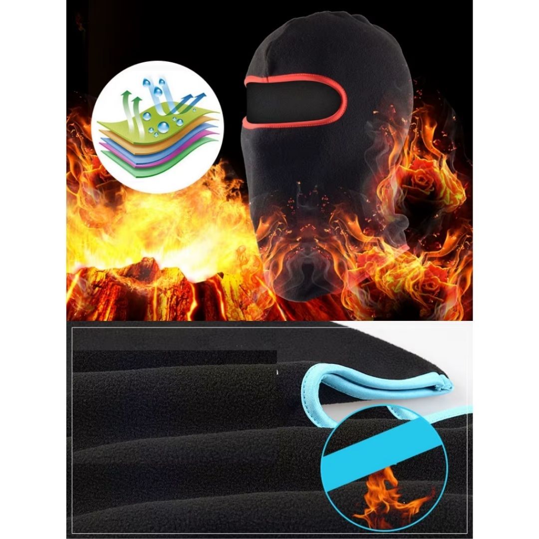 Warm Thick Fleece Full Face Balaclava Ski Thermal Mask Winter Windproof Dustproof Ninja Cap FM 8 Black with Red Outlines Smokeproof Army Military Tactical Camping Hiking Motorcycle Motorbike ATV