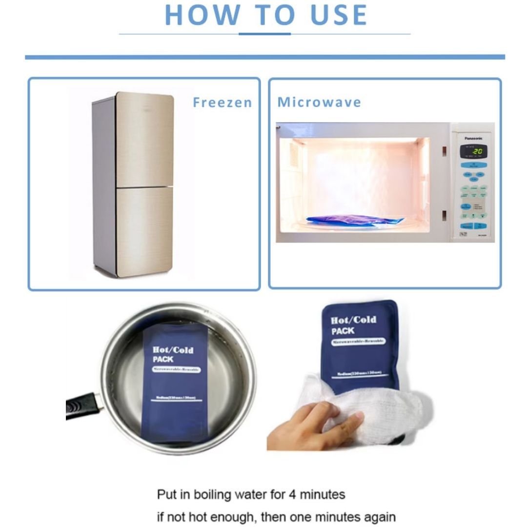 Reusable Hot Cold Gel Pack for Pain Relief & Therapy – Microwave & Freezer Friendly Ice/Heat Compression Pad for Injury, Muscle, Cramps, Fever & Swelling Microwaveable Compress Heating Pad Warming