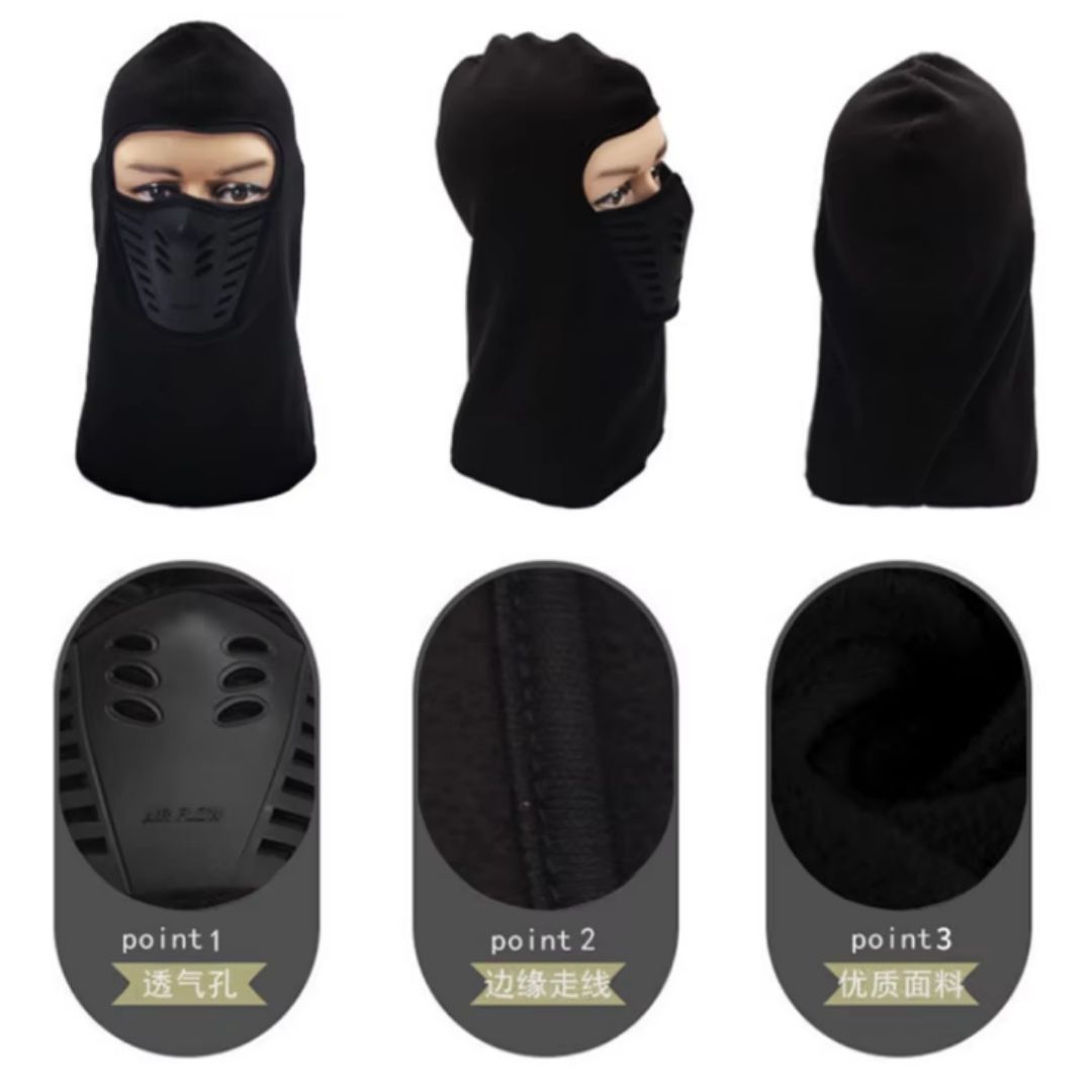 Motorcycle Balaclava Mask with Filter Mesh Warm Windproof Dustproof Motorbike Thermal Adult Full Face Cover One Hole Hat Cap Ninja Monkey Helmet Liner Silicone Encased Polyester Fleece Breathable FM9