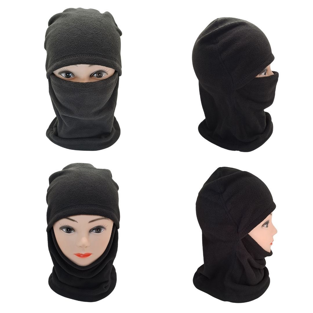 Tactical Winter Balaclava Quick Folding Hood-Style Windproof Ski Mask for Motorbike, E-Bike, Cycling & Outdoor Sports Warm Fleece Black Beanie Accessory ATV FM10