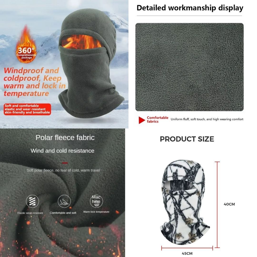 Tactical Winter Balaclava Quick Folding Hood-Style Windproof Ski Mask for Motorbike, E-Bike, Cycling & Outdoor Sports Warm Fleece Black Beanie Accessory ATV FM10