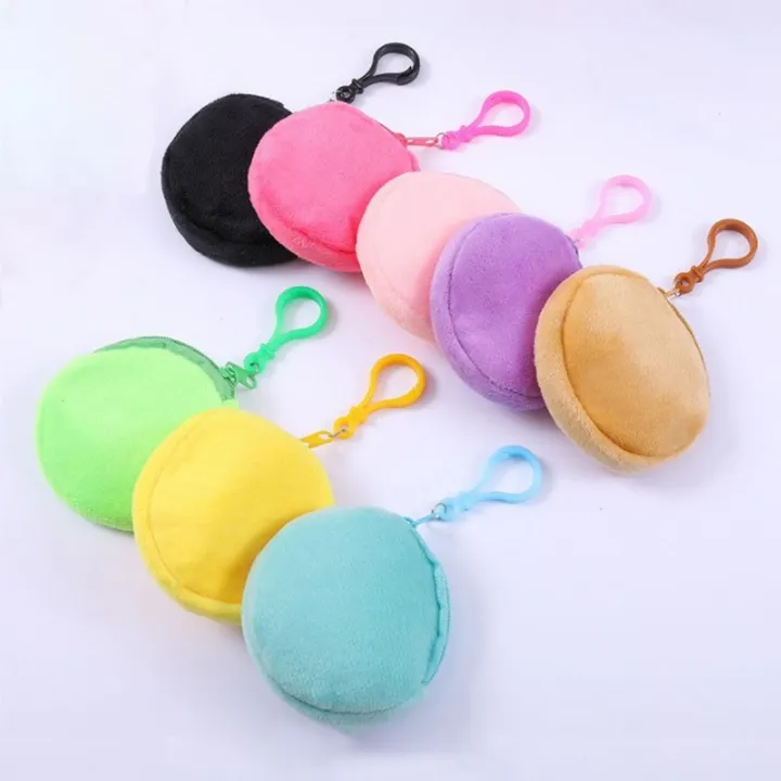 3D Plush Coin Purse Keychain – Cute Round Zipper Pouch for Keys, Money, & Lipstick (Hidden Wallet Gift for Girls & Women) Keyholder Mother Sister Daughter Pendant PINK PURPLE Soft Fur 8 cm