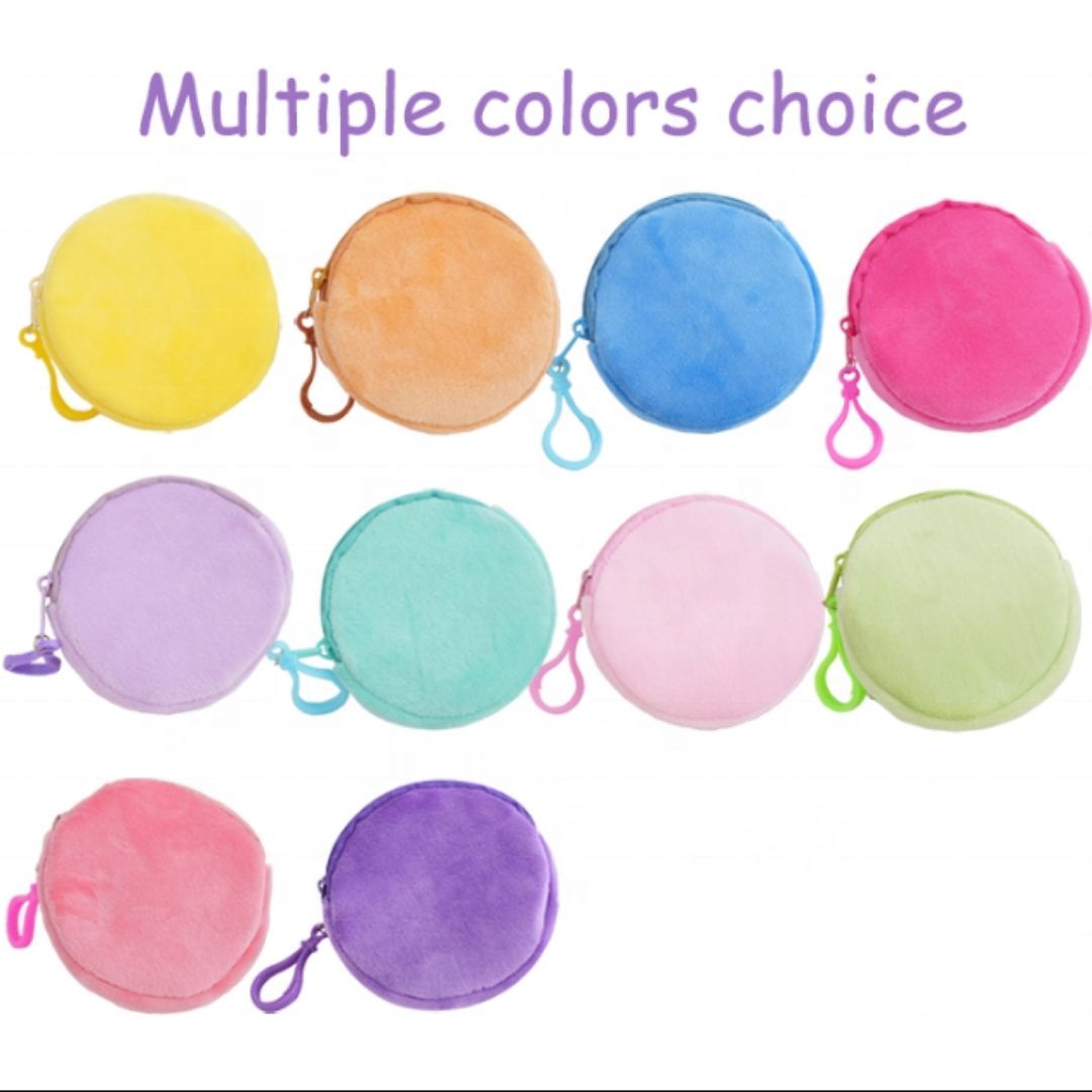 3D Plush Coin Purse Keychain – Cute Round Zipper Pouch for Keys, Money, & Lipstick (Hidden Wallet Gift for Girls & Women) Keyholder Mother Sister Daughter Pendant PINK PURPLE Soft Fur 8 cm