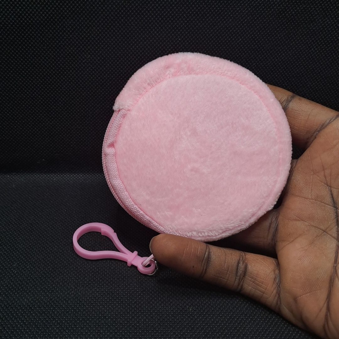 3D Plush Coin Purse Keychain – Cute Round Zipper Pouch for Keys, Money, & Lipstick (Hidden Wallet Gift for Girls & Women) Keyholder Mother Sister Daughter Pendant PINK PURPLE Soft Fur 8 cm