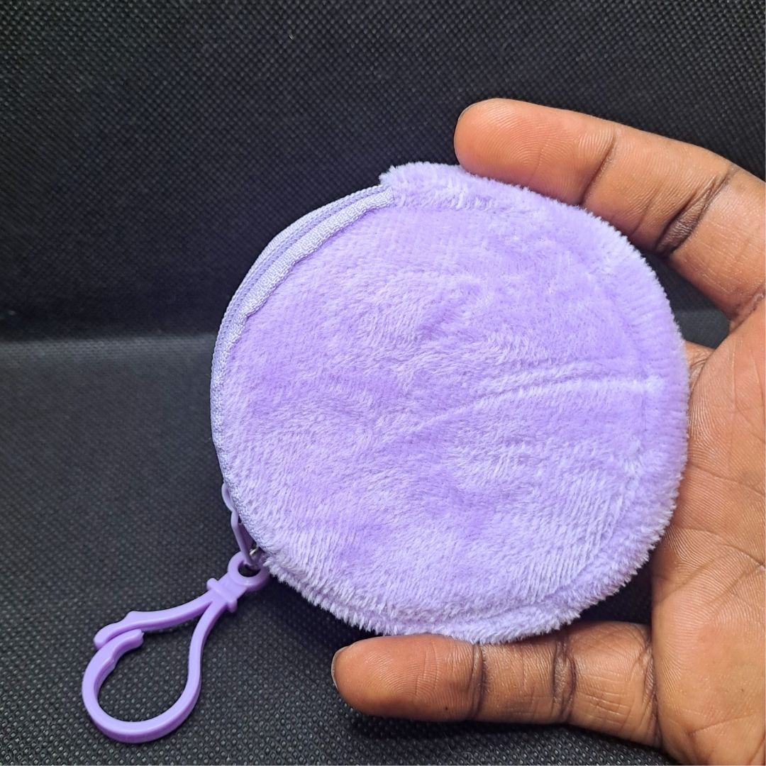 3D Plush Coin Purse Keychain – Cute Round Zipper Pouch for Keys, Money, & Lipstick (Hidden Wallet Gift for Girls & Women) Keyholder Mother Sister Daughter Pendant PINK PURPLE Soft Fur 8 cm
