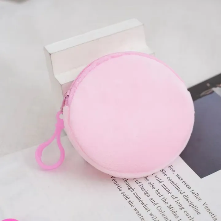 2-in-1 Plush 3D Coin Purse Keychain Soft Zippered Mini Wallet for Earphones, lipstick ,Cards, Candy & Makeup Keyholder Women Girls Ladies Gift Girlfriend Pendant PINK Keyring Bag Travel Portable 8 cm