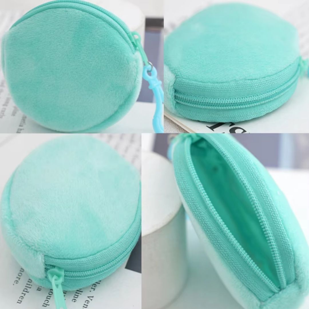 2-in-1 Plush 3D Coin Purse Keychain Soft Zippered Mini Wallet for Earphones, lipstick ,Cards, Candy & Makeup Keyholder Women Girls Ladies Gift Girlfriend Pendant PINK Keyring Bag Travel Portable 8 cm