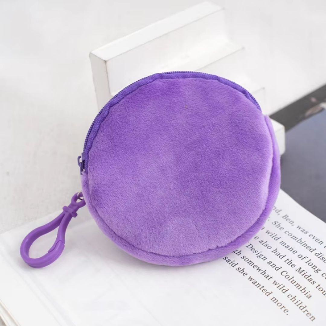 2-in-1 Plush Coin Purse Keychain Cute 3D Hidden Wallet Pouch Keyholder Women Girls Ladies Gift Unique Designer Birthday Wedding Valentines Day New Year 8 CM PURPLE Mother Sister Daughter Girlfriend