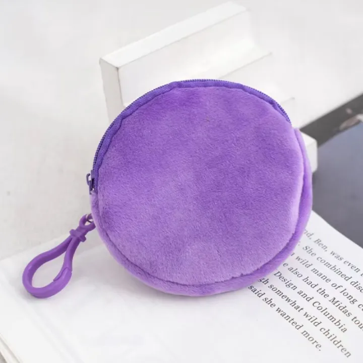 2-in-1 Plush Coin Purse Keychain Cute 3D Hidden Wallet Pouch Keyholder Women Girls Ladies Gift Unique Designer Birthday Wedding Valentines Day New Year 8 CM PURPLE Mother Sister Daughter Girlfriend