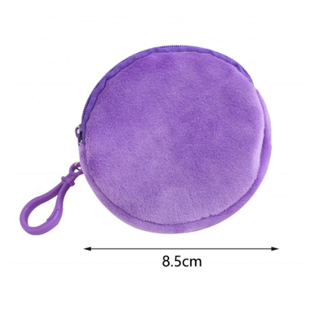 2-in-1 Plush Coin Purse Keychain Cute 3D Hidden Wallet Pouch Keyholder Women Girls Ladies Gift Unique Designer Birthday Wedding Valentines Day New Year 8 CM PURPLE Mother Sister Daughter Girlfriend