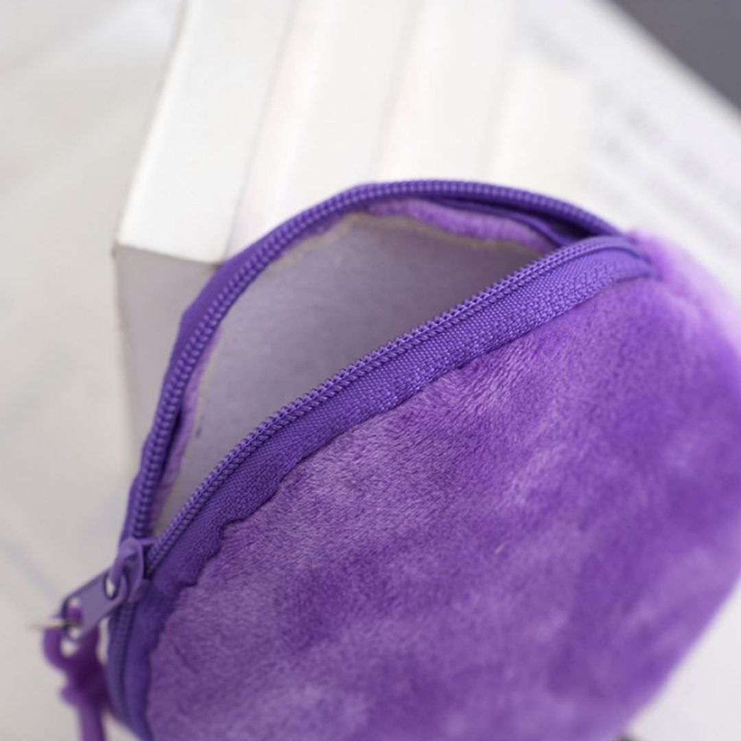 2-in-1 Plush Coin Purse Keychain Cute 3D Hidden Wallet Pouch Keyholder Women Girls Ladies Gift Unique Designer Birthday Wedding Valentines Day New Year 8 CM PURPLE Mother Sister Daughter Girlfriend