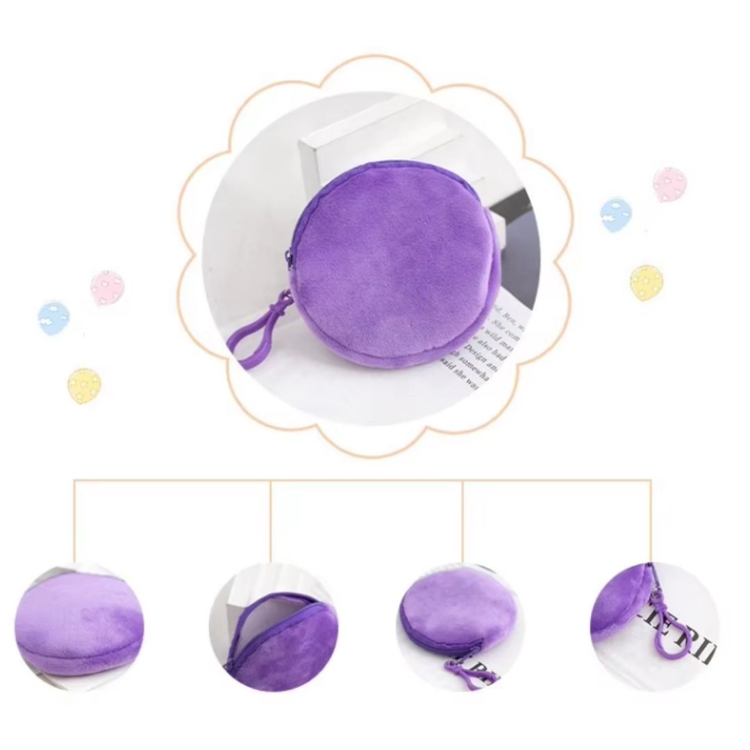 2-in-1 Plush Coin Purse Keychain Cute 3D Hidden Wallet Pouch Keyholder Women Girls Ladies Gift Unique Designer Birthday Wedding Valentines Day New Year 8 CM PURPLE Mother Sister Daughter Girlfriend