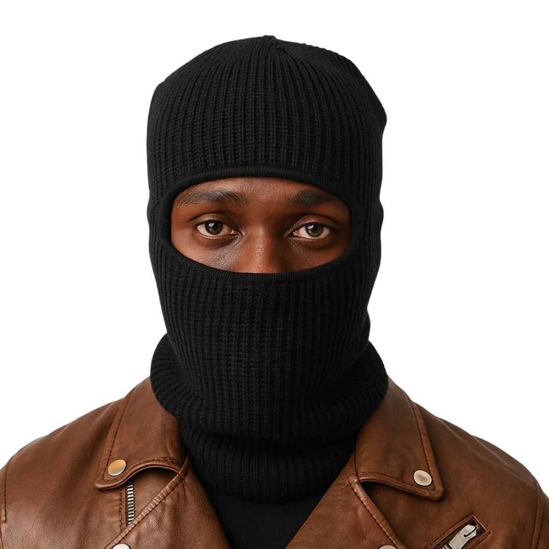 Knitted Thermal Balaclava One Hole Warm Full Face Ski Mask & Neck Warmer FM 11 Thick Embroidered Sweater Scarf Coldproof Military Uniform Knit Elastic BLACK Headgear Windproof Sunproof Smokeproof Dust