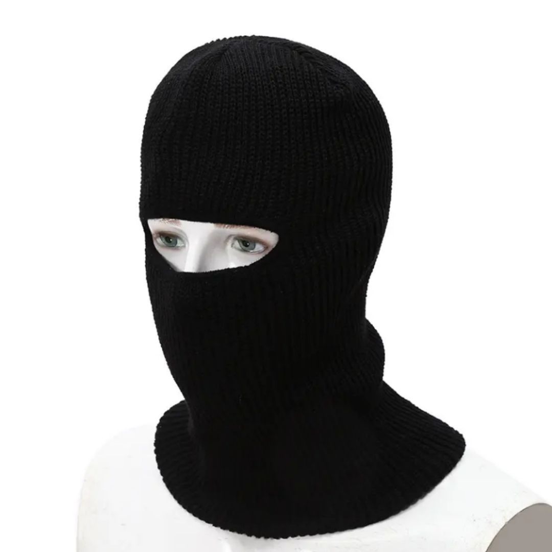 Knitted Thermal Balaclava One Hole Warm Full Face Ski Mask & Neck Warmer FM 11 Thick Embroidered Sweater Scarf Coldproof Military Uniform Knit Elastic BLACK Headgear Windproof Sunproof Smokeproof Dust