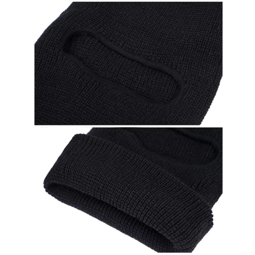 Knitted Thermal Balaclava One Hole Warm Full Face Ski Mask & Neck Warmer FM 11 Thick Embroidered Sweater Scarf Coldproof Military Uniform Knit Elastic BLACK Headgear Windproof Sunproof Smokeproof Dust