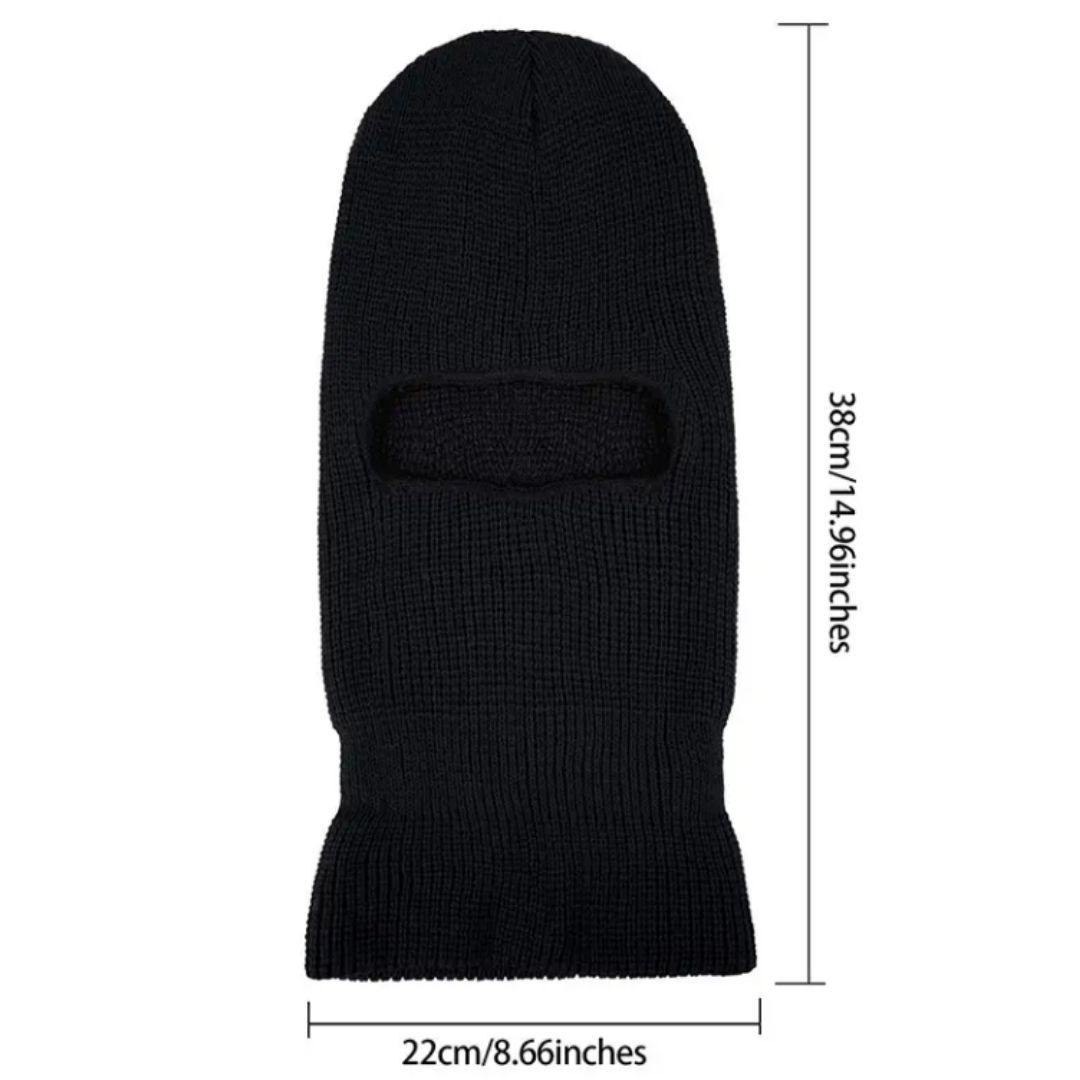 Knitted Thermal Balaclava One Hole Warm Full Face Ski Mask & Neck Warmer FM 11 Thick Embroidered Sweater Scarf Coldproof Military Uniform Knit Elastic BLACK Headgear Windproof Sunproof Smokeproof Dust