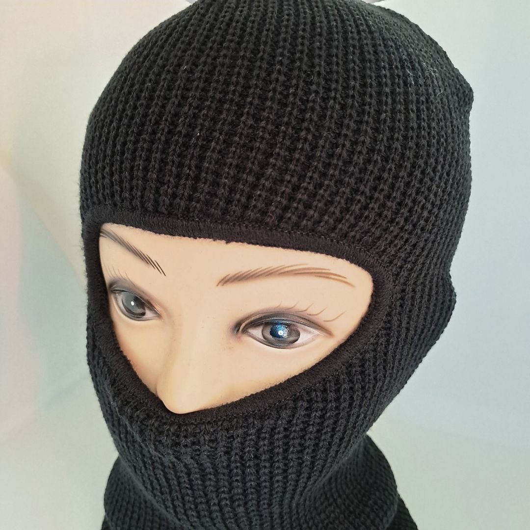 Knitted Thermal Balaclava One Hole Warm Full Face Ski Mask & Neck Warmer FM 11 Thick Embroidered Sweater Scarf Coldproof Military Uniform Knit Elastic BLACK Headgear Windproof Sunproof Smokeproof Dust