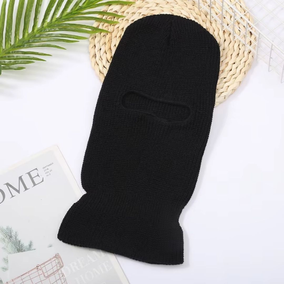 Knitted Thermal Balaclava One Hole Warm Full Face Ski Mask & Neck Warmer FM 11 Thick Embroidered Sweater Scarf Coldproof Military Uniform Knit Elastic BLACK Headgear Windproof Sunproof Smokeproof Dust