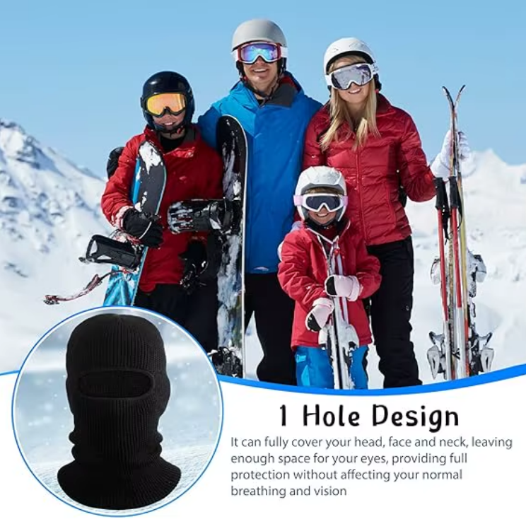 Knitted Thermal Balaclava One Hole Warm Full Face Ski Mask & Neck Warmer FM 11 Thick Embroidered Sweater Scarf Coldproof Military Uniform Knit Elastic BLACK Headgear Windproof Sunproof Smokeproof Dust