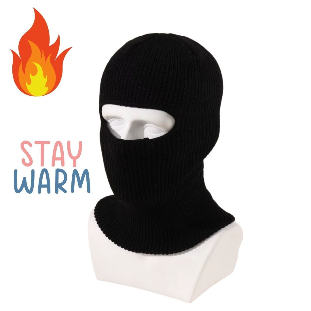 Windproof Thermal Balaclava Warm Full Face Knit Ski Mask & Helmet Liner for Winter Sports FM-11 Thick Sweater Neck Gaiter Anti-Cold Acrylic Knitted Elastic BLACK Bandana Tactical Military Uniform