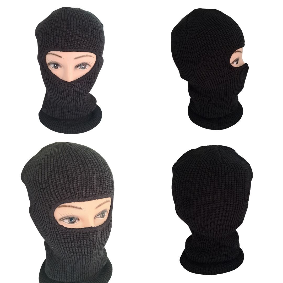 Windproof Thermal Balaclava Warm Full Face Knit Ski Mask & Helmet Liner for Winter Sports FM-11 Thick Sweater Neck Gaiter Anti-Cold Acrylic Knitted Elastic BLACK Bandana Tactical Military Uniform