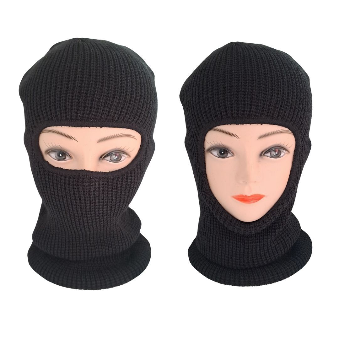 Windproof Thermal Balaclava Warm Full Face Knit Ski Mask & Helmet Liner for Winter Sports FM-11 Thick Sweater Neck Gaiter Anti-Cold Acrylic Knitted Elastic BLACK Bandana Tactical Military Uniform
