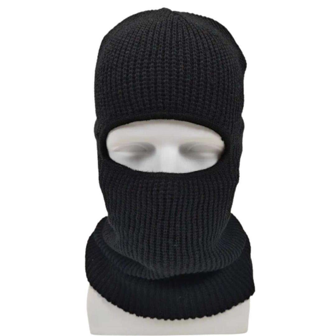 Windproof Thermal Balaclava Warm Full Face Knit Ski Mask & Helmet Liner for Winter Sports FM-11 Thick Sweater Neck Gaiter Anti-Cold Acrylic Knitted Elastic BLACK Bandana Tactical Military Uniform