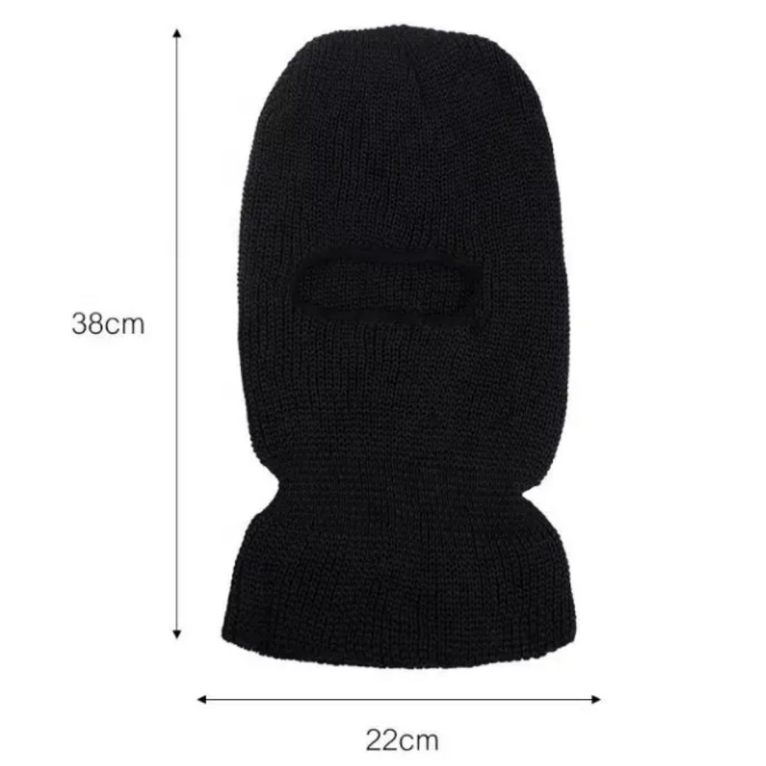 High Quality Unisex Acrylic Warm Knit Winter BLACK Full Face Ski Mask Balaclava One Hole Knitted Unisex Bandana Hat Ninja Monkey Cap Scarf Neck Gaiter Men Women Motorbike Bike Night Ride Camping Cover